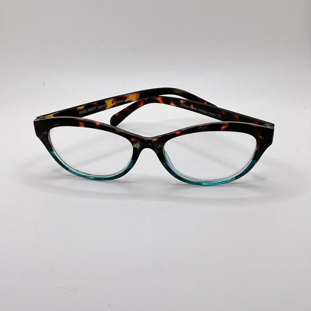NINE WEST NS0624 Quinn Brown Reading Eyeglass Frames‎ +2.00 Tortoise Turquoise
